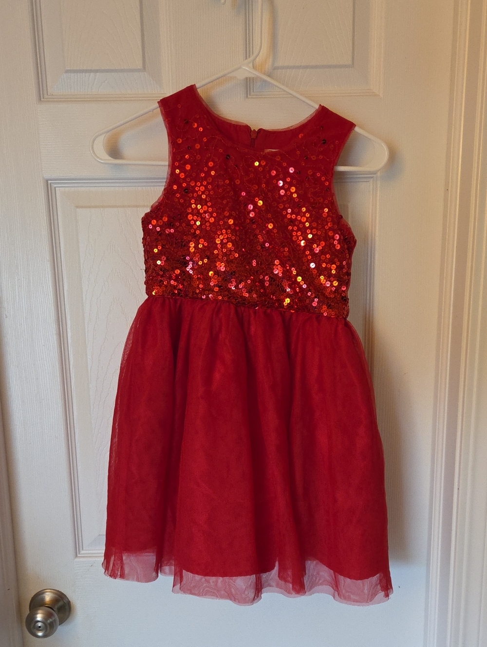 Red Sequin Tulle Girl's Party/Holiday Dress, Size M (7/8)